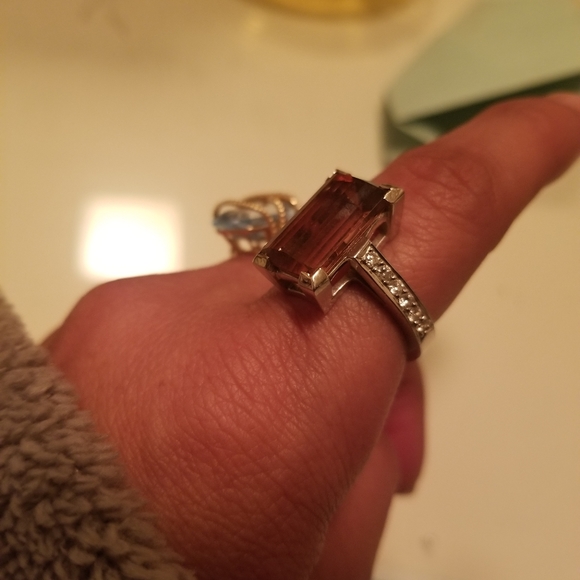 Sale! Huge 14+ carats  14k custom made Russian tourmaline raspberry diamond ring - Picture 15 of 16